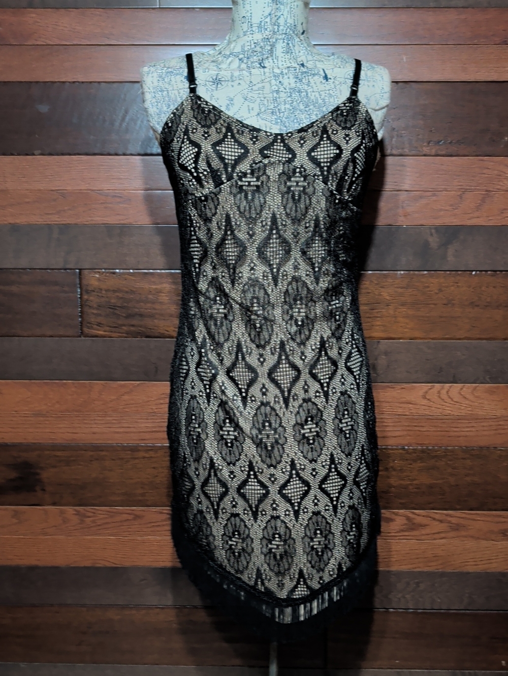 Y2K Chesley Black Lace Slip with Nude Underlay
